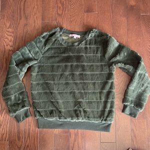 Crave Fame Plush Fuzzy Green Pullover Sweater
